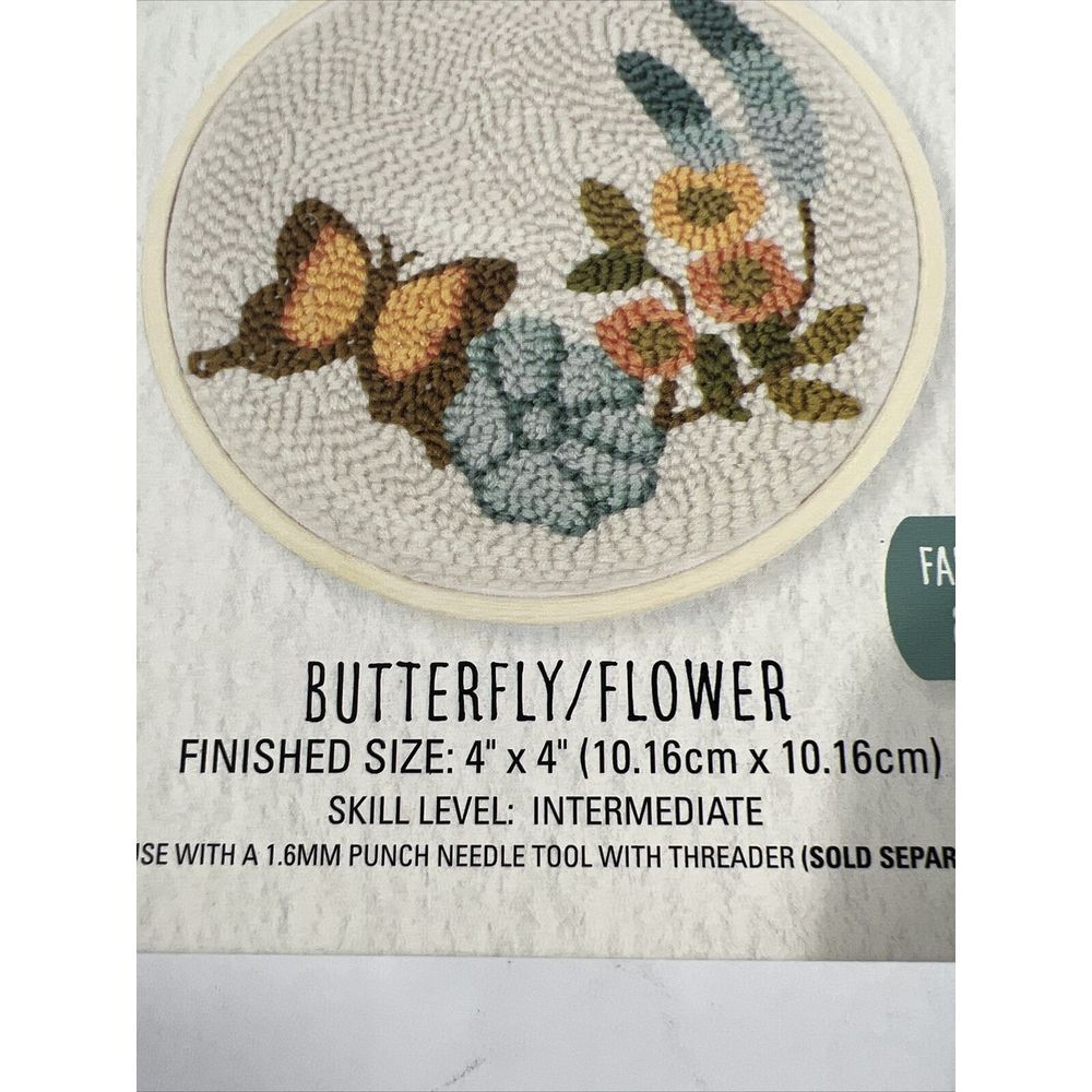 Needle Creations Punch Needle Kit Butterfly Flower Skill Level Intermediate New - Picture 5 of 9